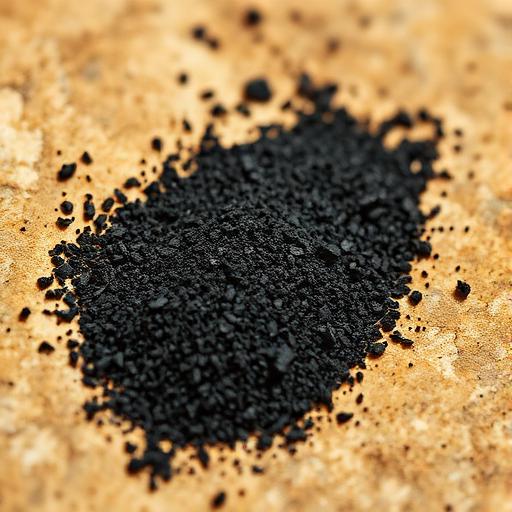 Coarse black volcanic sand grains